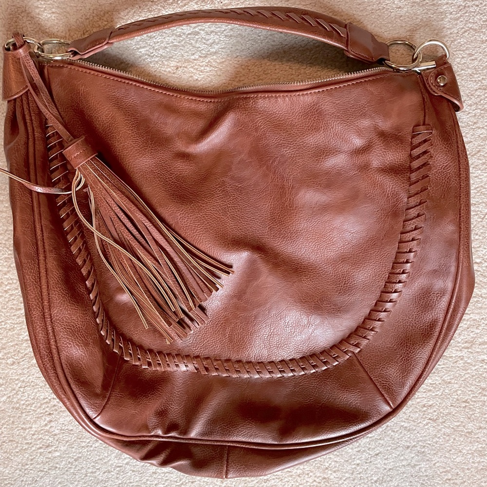 Leather oversized saddle bag
